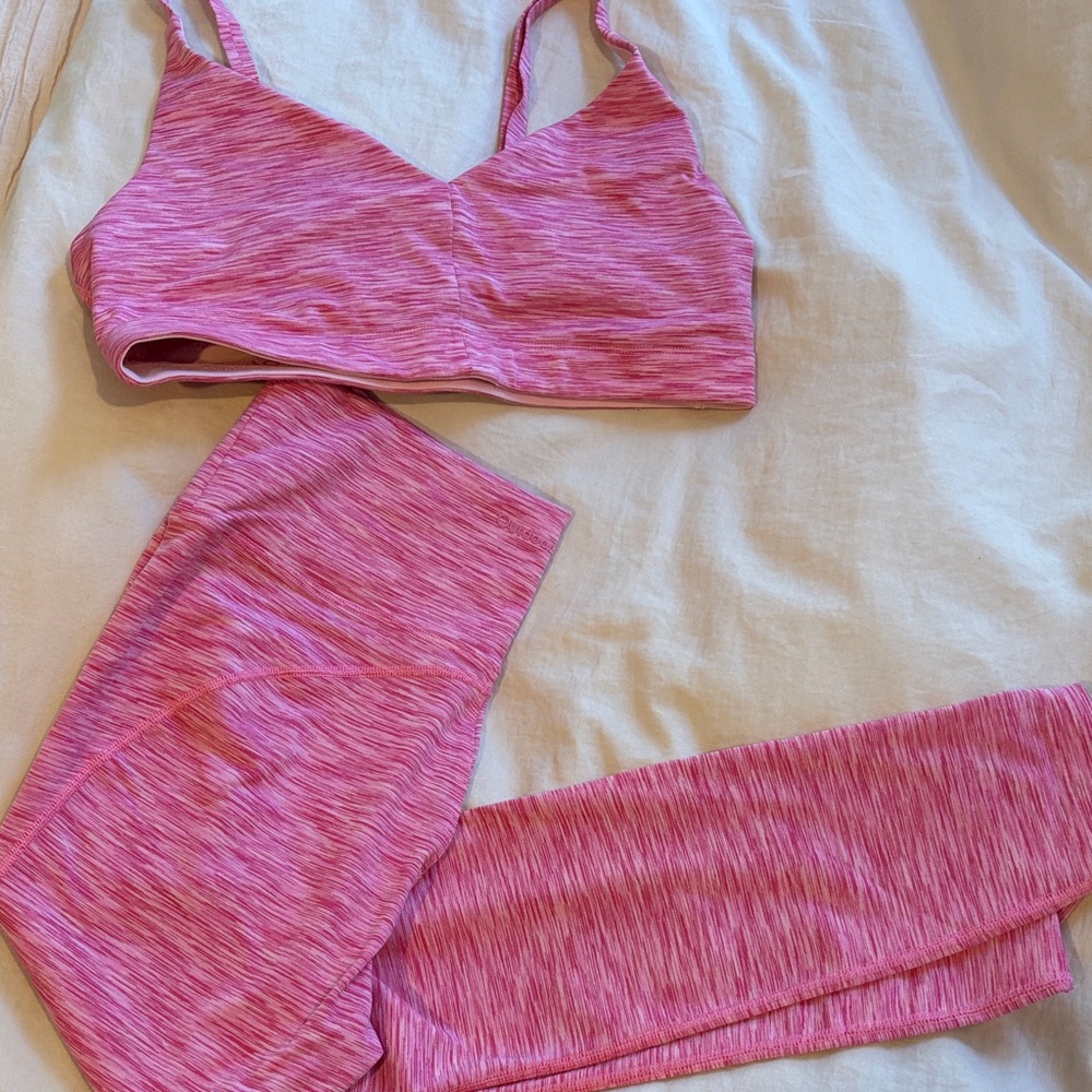 Outdoor Voices Pink Space-Dye Bralette and Legging Set